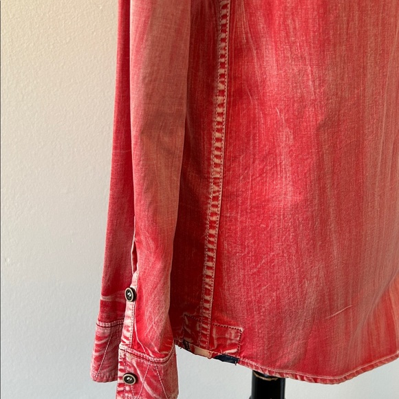 Men's Casual Red Button-Down Shirt - Picture 8 of 14